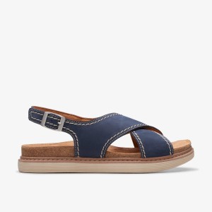 Clarks Arwell Sling Navy Nubuck Sandalen Dames Donkerblauw | 3542179-QM