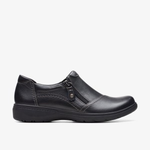 Clarks Carleigh Ray Black Leather Klompen Dames Zwart | 0612837-GW