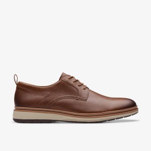 Clarks Chantry Lo Dark Tan Leather Nette Schoenen Heren Donkerbruin | 0632547-ND