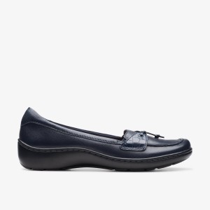 Clarks Cora Haley Navy Leather Slip Ons Dames Donkerblauw | 2635918-LT