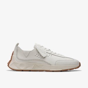 Clarks Craft Speed White Leather Sneakers Heren Wit | 4012397-ST