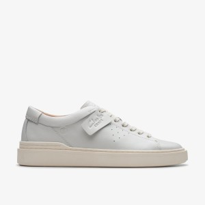 Clarks Craft Swift White Leather Sneakers Heren Wit | 5437012-XC