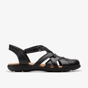 Clarks Elizabelle Sea Black Leather Sandalen Dames Zwart | 7842563-CG