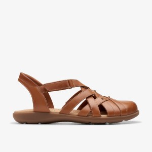 Clarks Elizabelle Sea Tan Leather Sandalen Dames Bruin | 8146230-JF