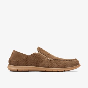 Clarks Flexway Easy Light Tan Suede Slip On & Loafers Heren Lichtbruin | 8579623-TK