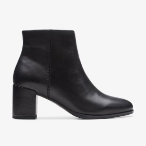 Clarks Freva 55 Zip Black Leather Laarzen Dames Zwart | 8247196-PK