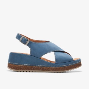 Clarks Kassanda Step Blue Nubuck Sandalen Dames Blauw | 0314586-AN