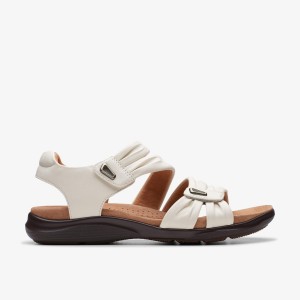 Clarks Kitly Ave Off White Leather Sandalen Dames Wit | 7120954-YX