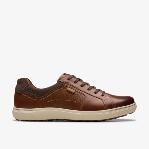 Clarks Mapstone Lace Tan Leather Sneakers Heren Bruin | 5982317-FR