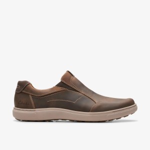 Clarks Mapstone Step Beeswax Leather Sneakers Heren Beeswax | 9371264-UB