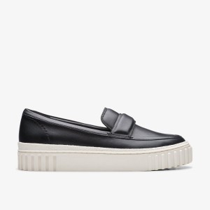 Clarks Mayhill Cove Black Leather Slip Ons Dames Zwart | 6932471-ZE