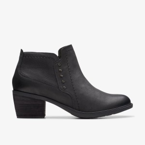 Clarks Neva Lo Black Leather Laarzen Dames Zwart | 8264197-YO