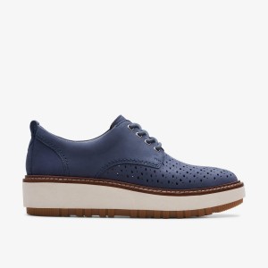 Clarks Orianna Move Navy Nubuck Platform Schoenen Dames Donkerblauw | 2086193-IX