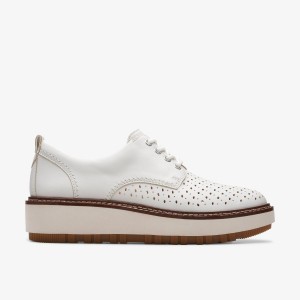 Clarks Orianna Move Off White Leather Platform Schoenen Dames Wit | 4610578-DF