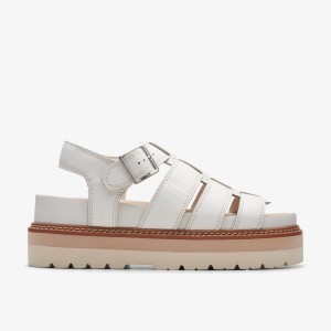 Clarks Orianna Twist Off White Leather Platform Schoenen Dames Wit | 3578269-AE