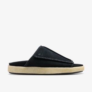 Clarks Overleigh Slide Black Suede Sandalen Heren Zwart | 8475906-BV