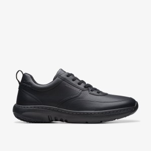 Clarks Pro Lace Black Leather Sneakers Heren Zwart | 8670592-HU