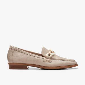 Clarks Sarafyna Iris Stone Leather Slip Ons Dames Grijs | 4165783-QJ