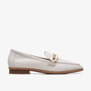 Clarks Sarafyna Iris White Leather Slip Ons Dames Wit | 9082517-KG