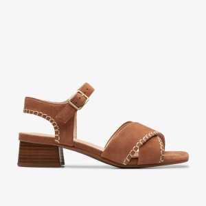 Clarks Serina 35 Cross Tan Suede Sandalen Dames Bruin | 7139608-IF