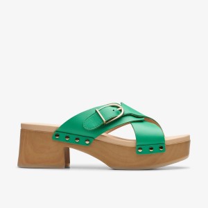 Clarks Sivanne Walk Green Leather Klompen Dames Groen | 0179862-IQ