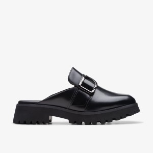 Clarks Stayso Free Black Leather Klompen Dames Zwart | 8430265-UM