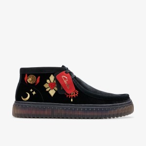 Clarks Torhill Hi Black Velvet Laarzen Heren Zwart | 6743159-AQ