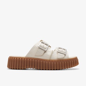 Clarks Torhill Slide Cream Interest Platform Schoenen Dames Room | 3641820-PO