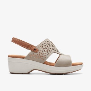 Clarks Tuleah Sun Stone Leather Sandalen Dames Grijs | 1467980-KF