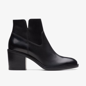 Clarks Valvestino Lo Black Leather Laarzen Dames Zwart | 6821530-GF