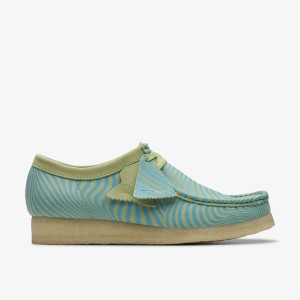 Clarks Wallabee Blue/Lime Print Wallabees Heren Blauw Lichtgroen | 0578649-FR