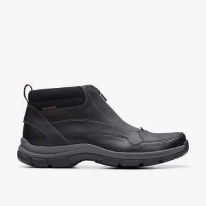 Clarks Walpath Zip Black Leather Laarzen Heren Zwart | 8532691-PF