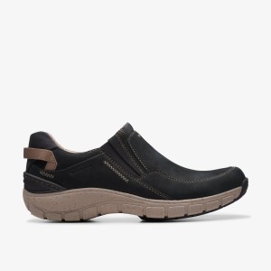 Clarks Wave Plateau Black Nubuck Slip Ons Dames Zwart | 4687205-PJ