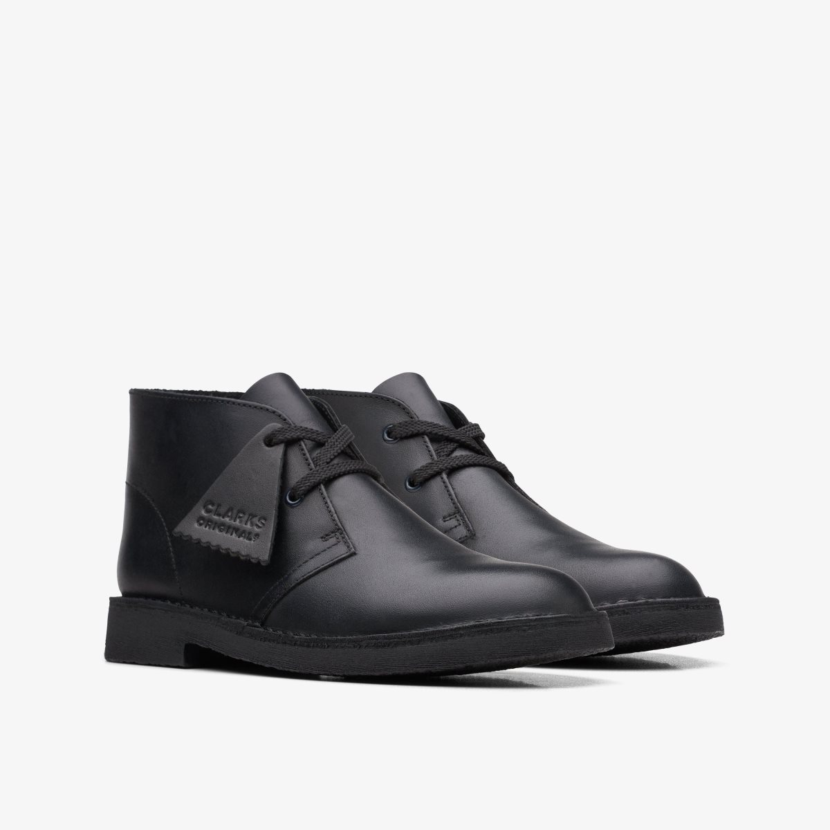 Clarks Desert Boot Older Black Leather Originele Schoenen Kinderen Zwart | 8145276-LJ