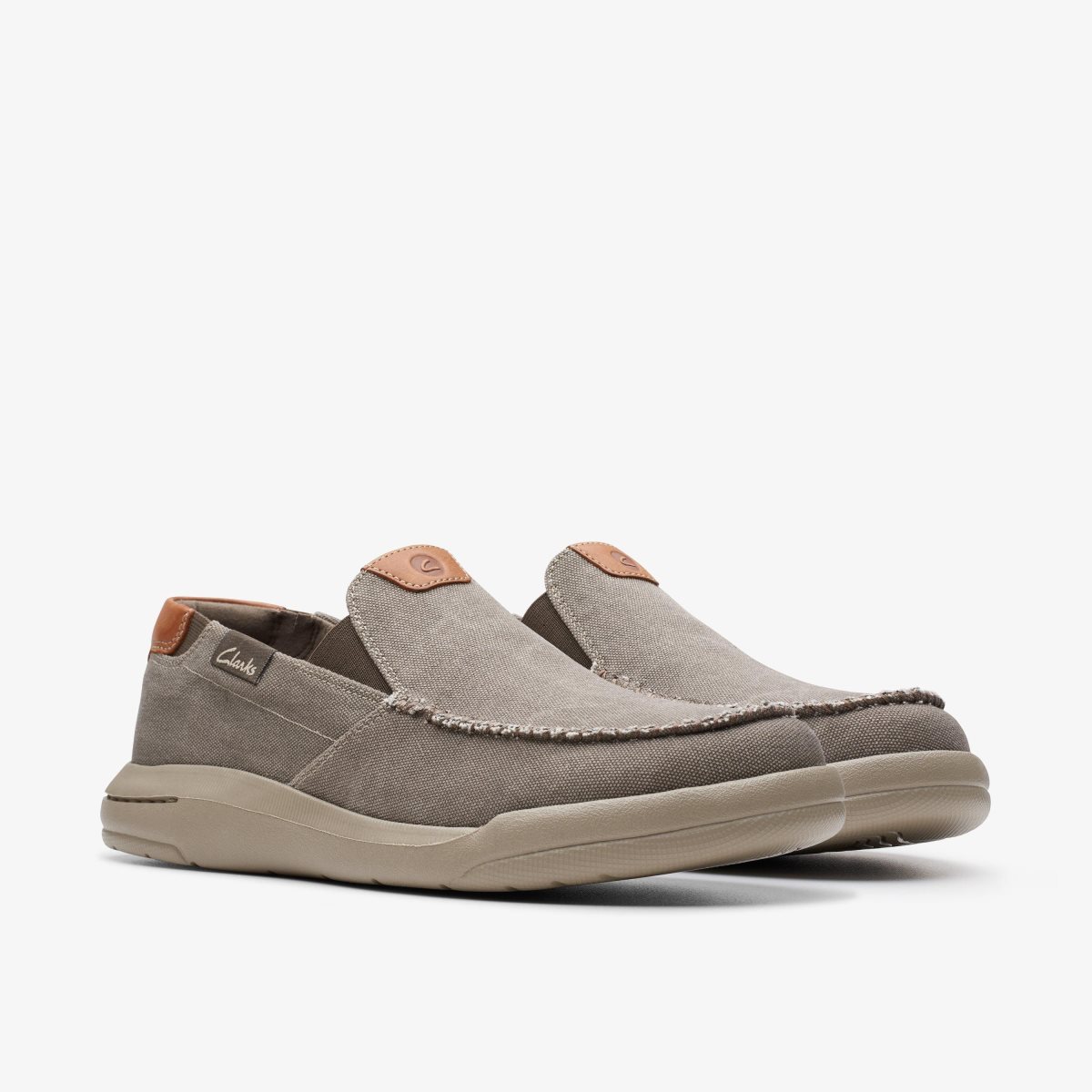 Clarks Driftlite Step Taupe Canvas Slip On & Loafers Heren Grijs Bruin | 5489023-HO