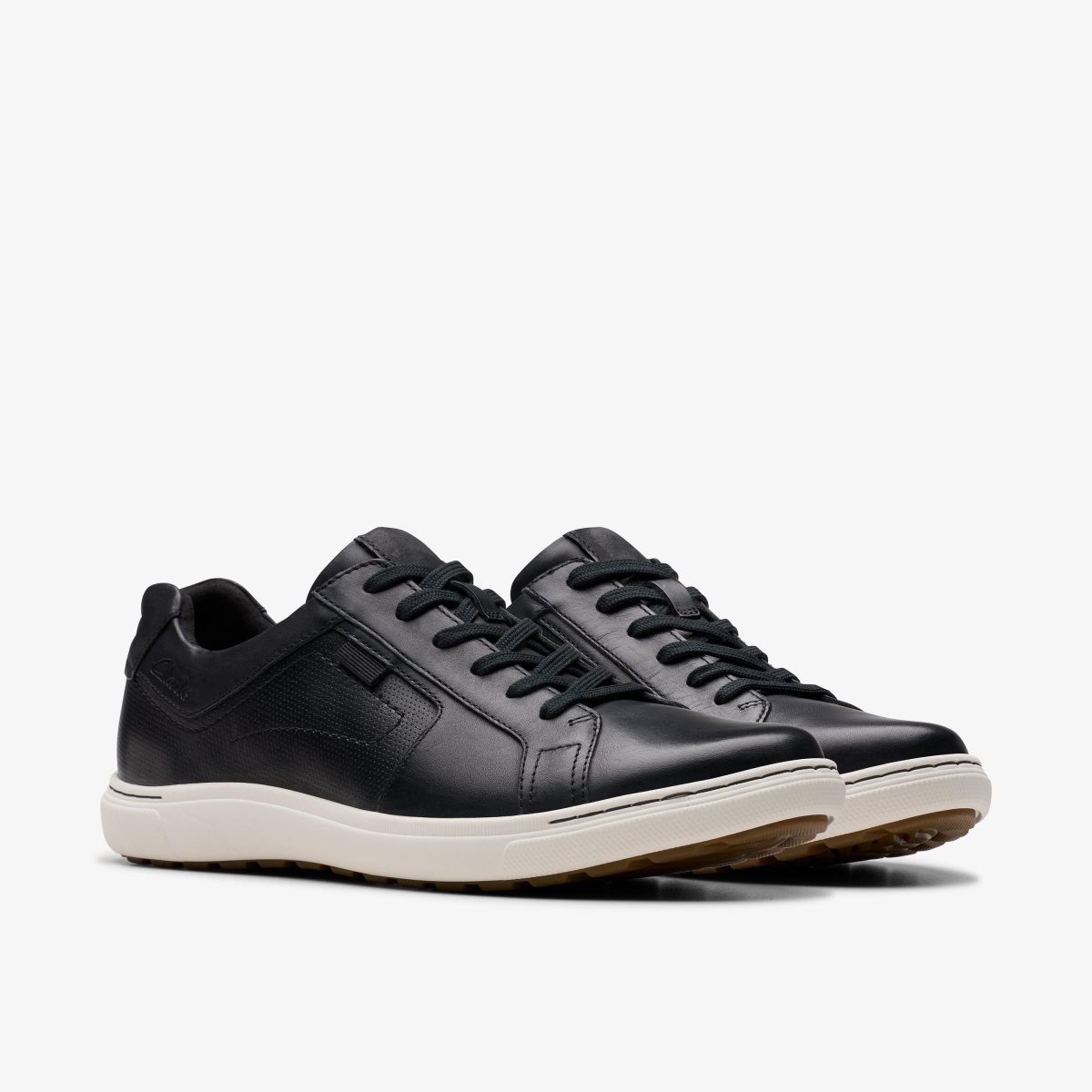 Clarks Mapstone Lace Black Leather Sneakers Heren Zwart | 8701296-CO