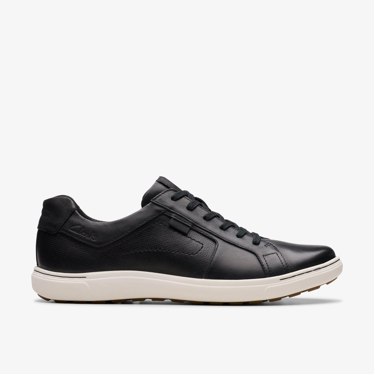 Clarks Mapstone Lace Black Leather Sneakers Heren Zwart | 8701296-CO