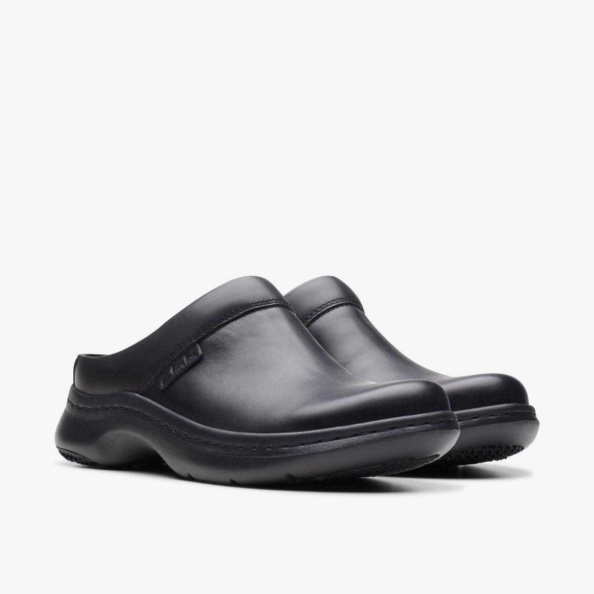 Clarks Pro Clog Black Leather Klompen Dames Zwart | 6457923-WS