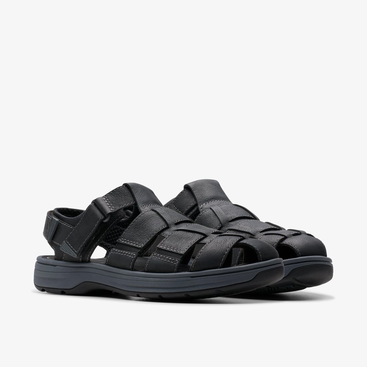 Clarks Saltway Cove Black Leather Sandalen Heren Zwart | 4769532-AG