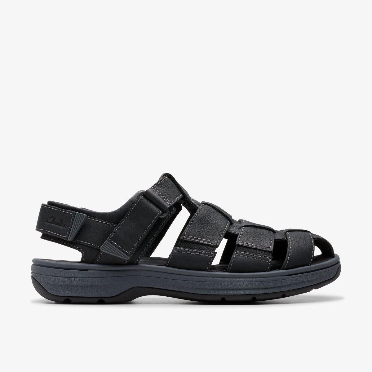 Clarks Saltway Cove Black Leather Sandalen Heren Zwart | 4769532-AG