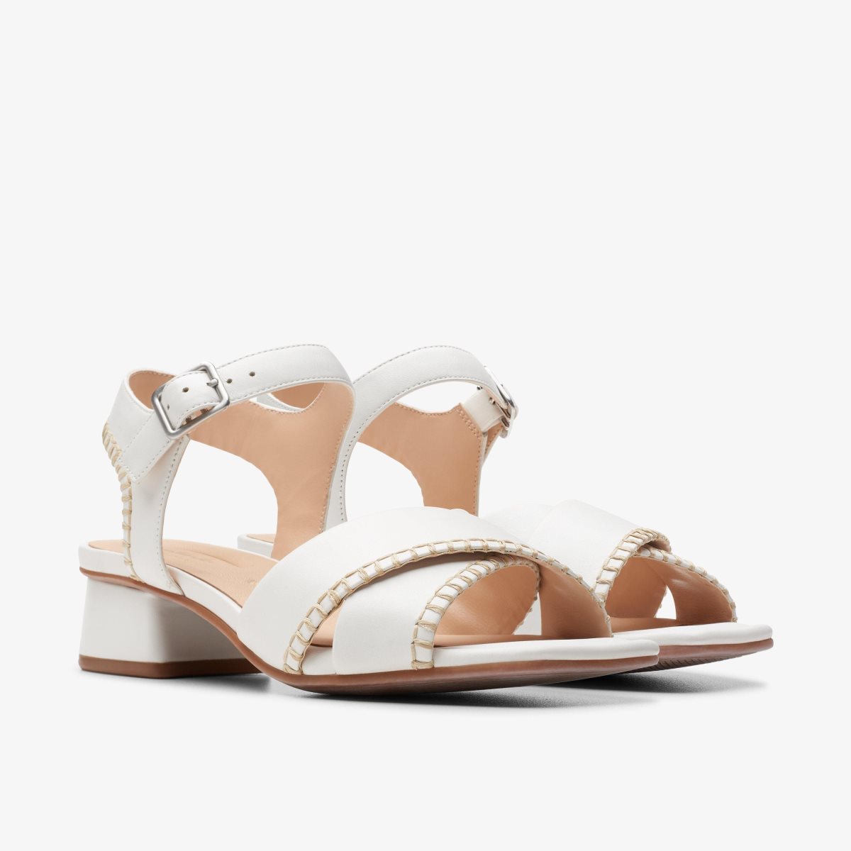 Clarks Serina 35 Cross Off White Leather Sandalen Dames Wit | 7492356-ZS