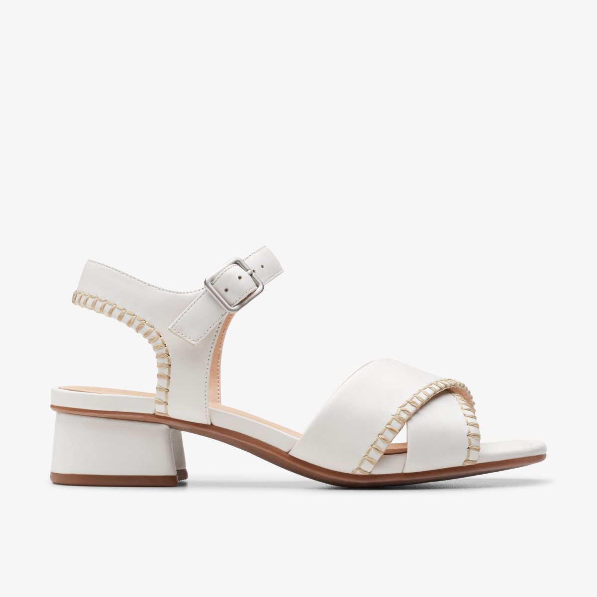 Clarks Serina 35 Cross Off White Leather Sandalen Dames Wit | 7492356-ZS