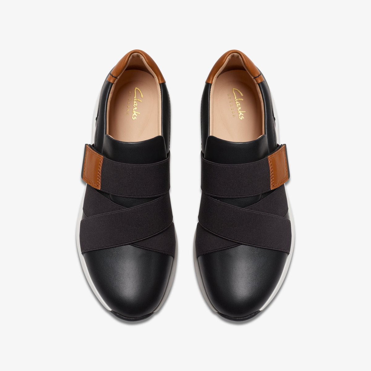 Clarks TIVOLI STRAP Black Leather Slip Ons Dames Zwart | 6542183-DG