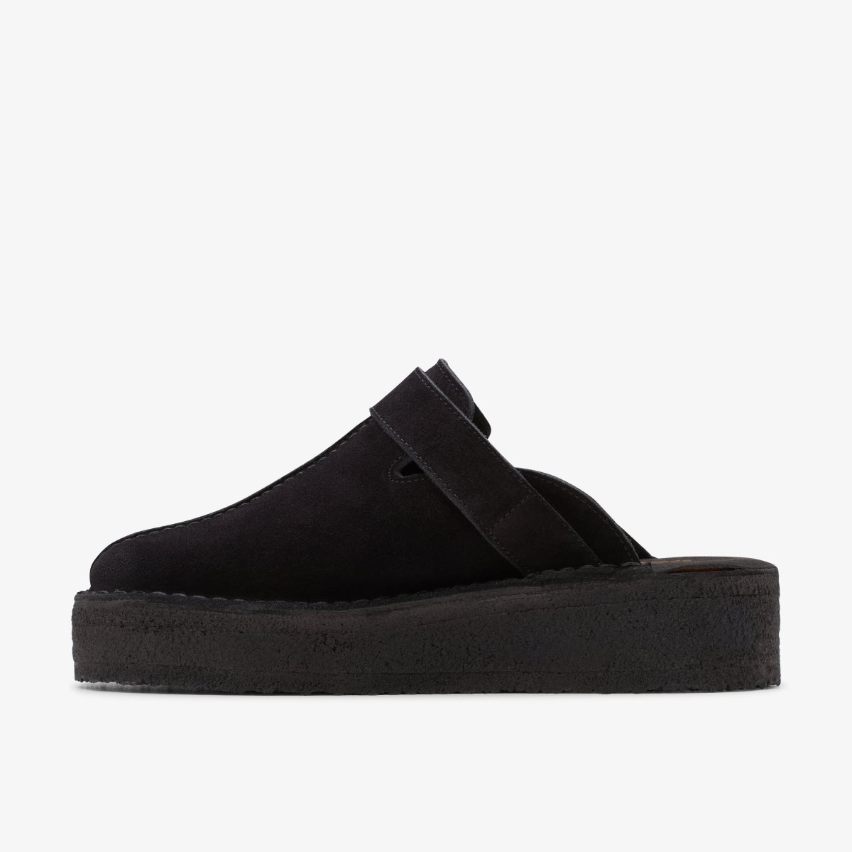 Clarks Trek Wedge Mule Black Suede Klompen Dames Zwart | 2609734-ZT