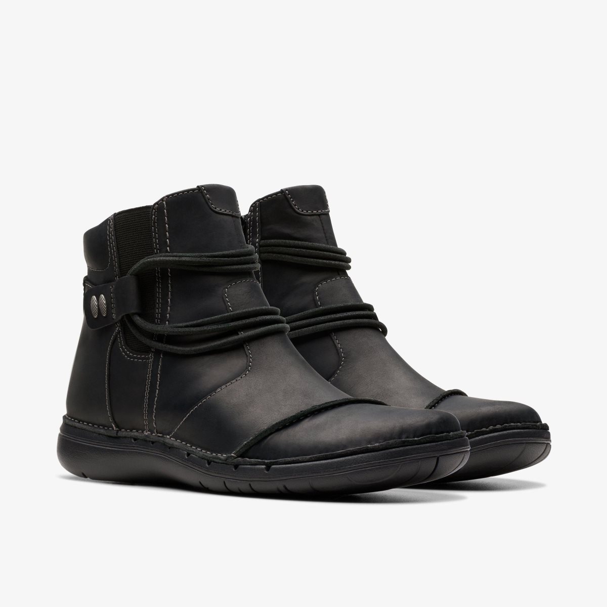 Clarks Un Loop Up Black Leather Laarzen Dames Zwart | 0531267-OG