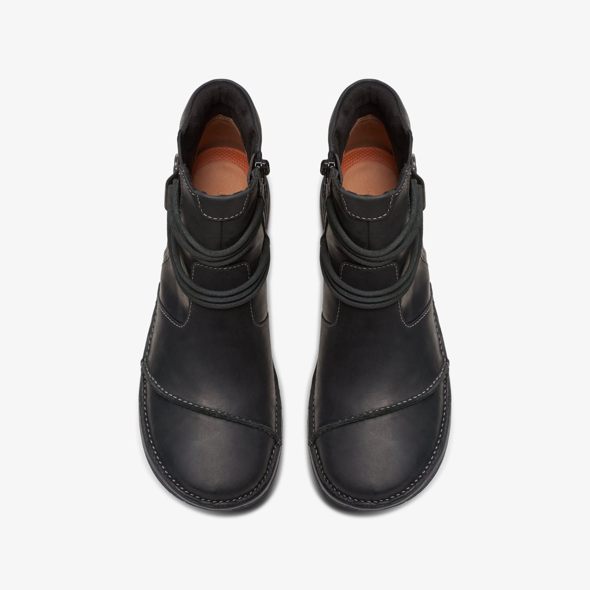 Clarks Un Loop Up Black Leather Laarzen Dames Zwart | 0531267-OG