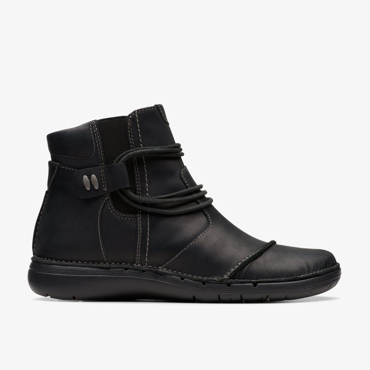 Clarks Un Loop Up Black Leather Laarzen Dames Zwart | 0531267-OG